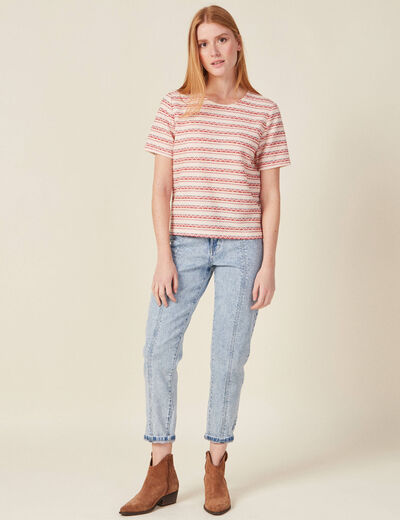 T-shirt manches courtes rouge foncé femme