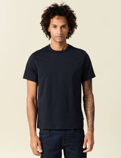 T-shirt en coton manches courtes bleu marine homme