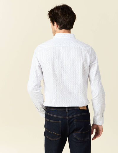 Chemise cintr&eacute;e en coton manches longues blanc homme