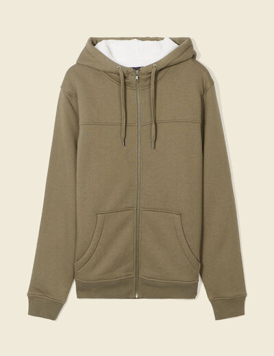Sweat zippé à capuche taupe homme