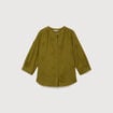 Chemise en coton manches 3/4 vert kaki femme