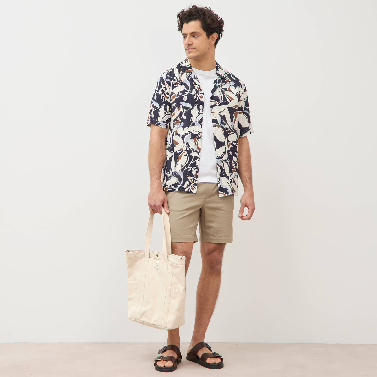 Chemise boyfriend manches courtes bleu marine homme