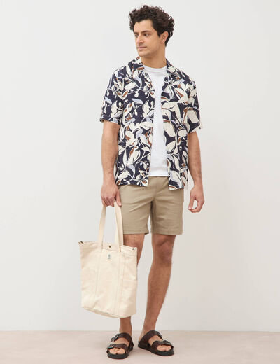 Chemise boyfriend manches courtes bleu marine homme