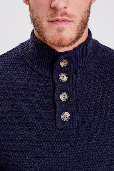 Pull manches longues bleu foncé homme