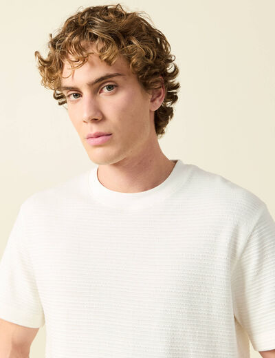 T-shirt ample en coton col rond ecru homme