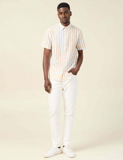Chemise manches courtes beige homme