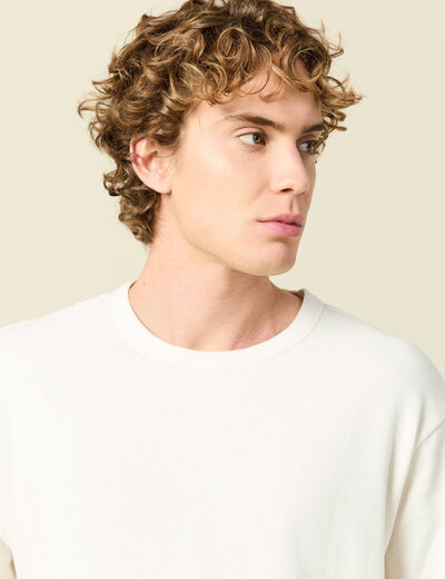 T-shirt ample en coton manches courtes ecru homme