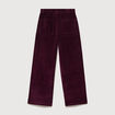 Pantalon large taille haute en velours prune femme