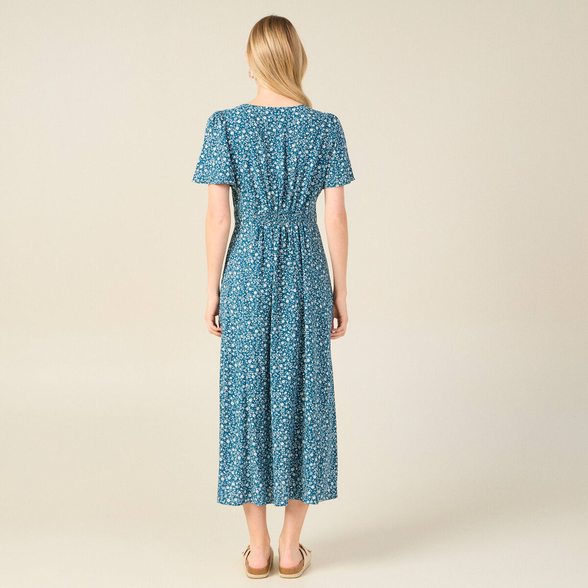 Robe longue éco-responsable bleu femme
