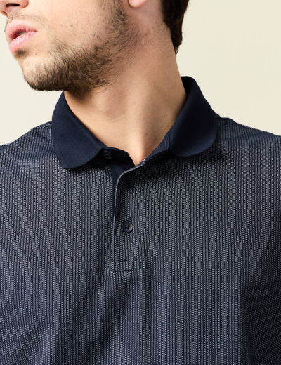 Polo cintr&eacute; manches courtes col polo bleu marine homme