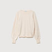 Pull droit col rond manches longues creme femme