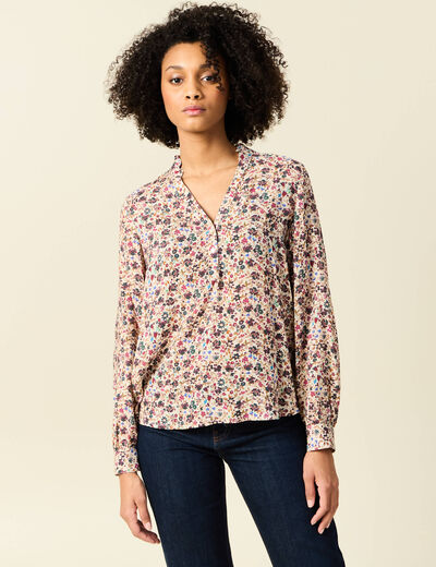 Blouse manches longues creme femme