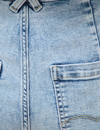 Jeans large taille haute denim bleach femme