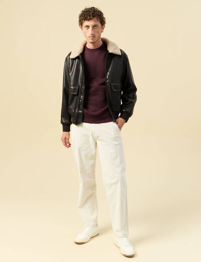 Blouson aviateur manches longues marron fonc&eacute; homme