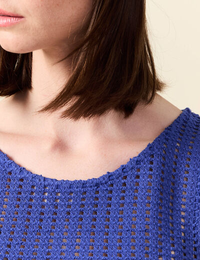 Débardeur sans manches ajouré bleu violet femme