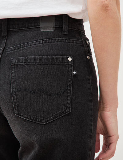 Jeans large taille haute denim noir femme