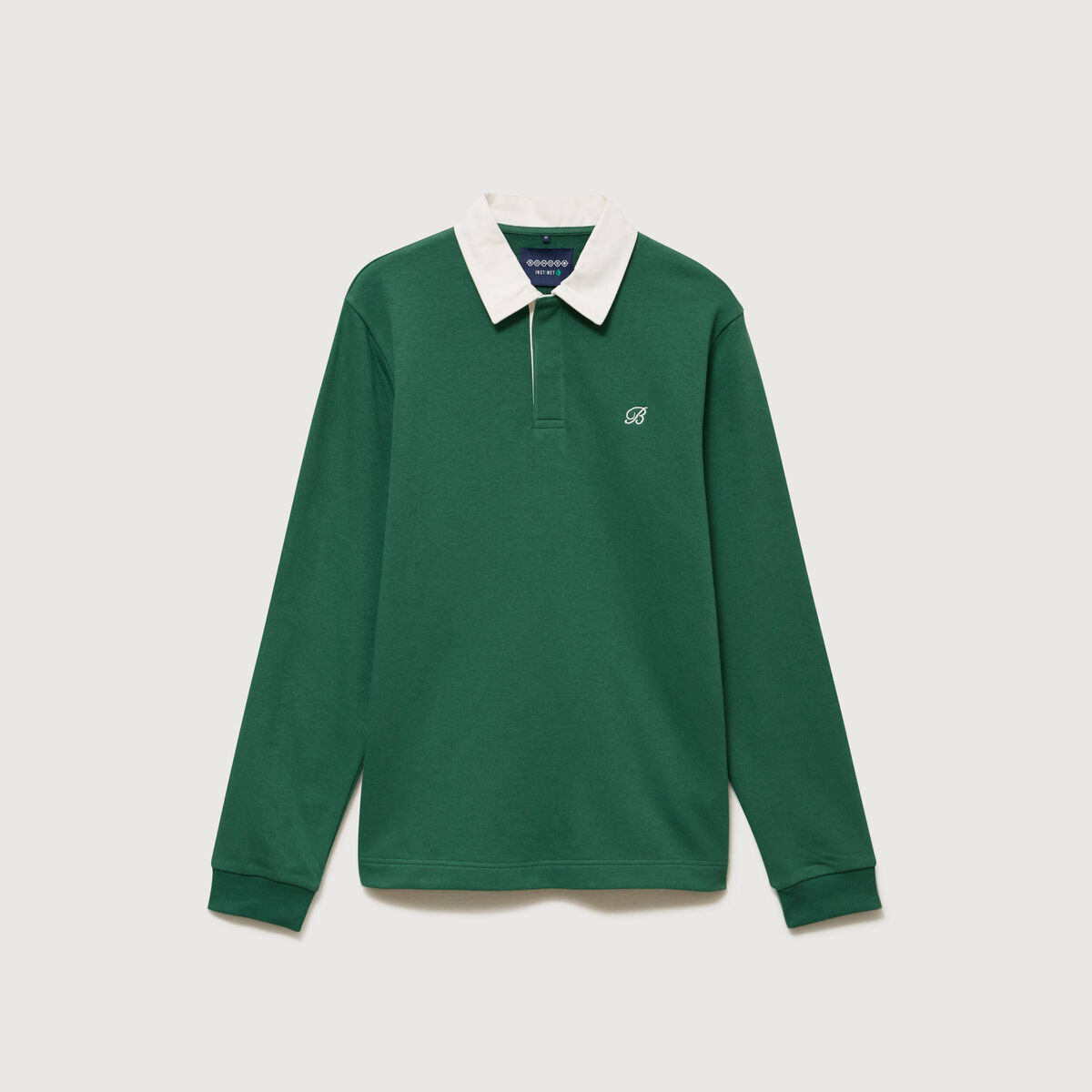 Polo manches longues broderie vert homme