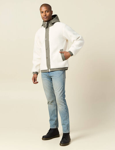 Blouson à capuche ecru homme