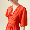 Robe longue évasée orange femme