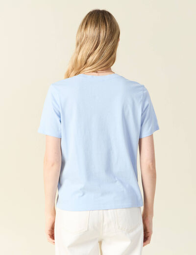 T-shirt manches courtes bleu clair femme
