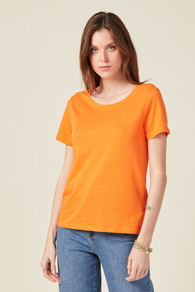 T-shirt éco-responsable orange femme