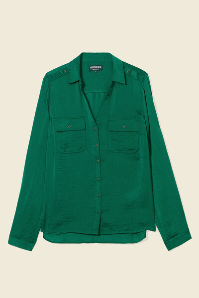 Chemise manches longues vert femme