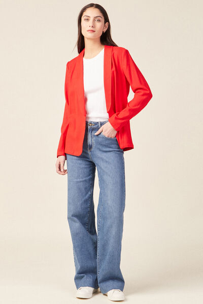 Veste blazer droite rouge femme