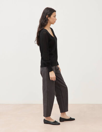 Pull manches longues noir femme
