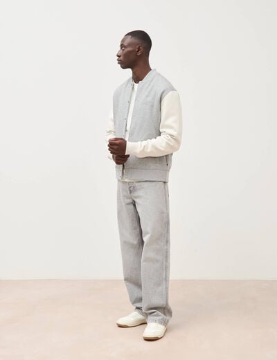 Sweat manches longues brod&eacute; gris clair homme