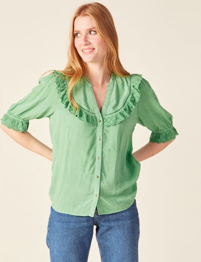 Chemise manches 3/4 vert clair femme