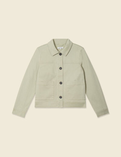 Blouson boutonné vert kaki femme