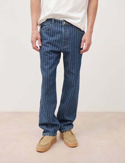 Jeans large ray&eacute; longueur 32 denim stone homme