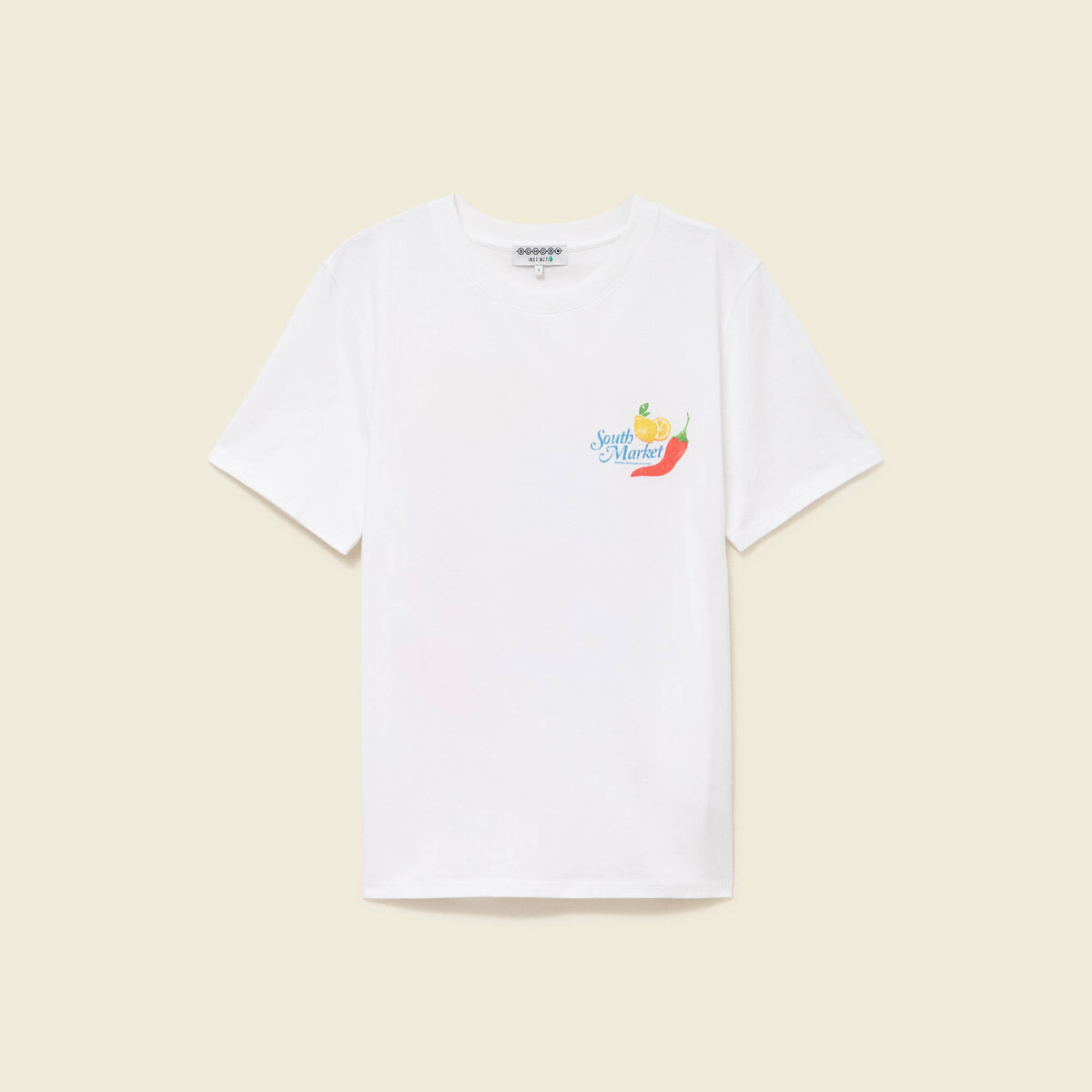 T-shirt en coton manches courtes blanc femme