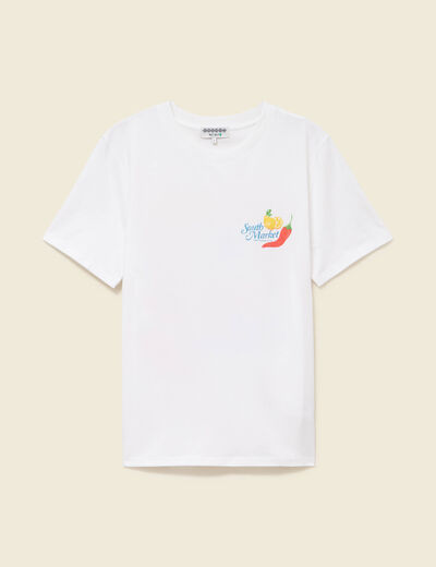 T-shirt en coton manches courtes blanc femme
