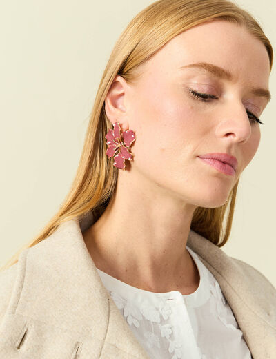 Boucles d'oreilles forme fleur mauve femme