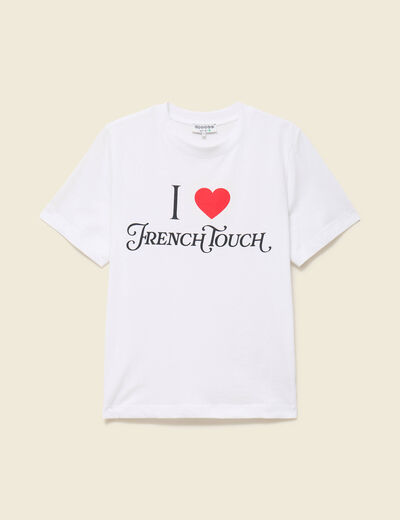 T-shirt oversize col rond en coton blanc femme