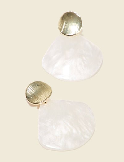 Boucles d'oreilles pendantes ecru femme