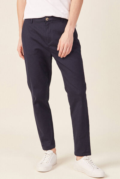 Pantalon chino 7/8ème bleu marine homme