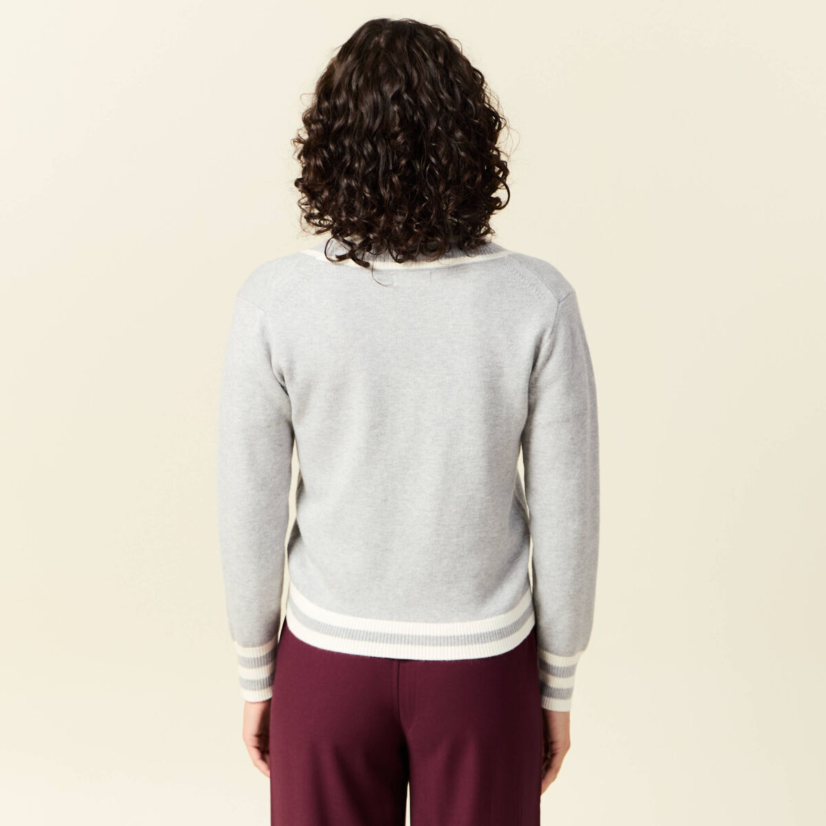 Pull manches longues gris clair femme