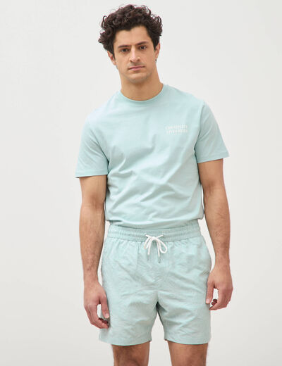 Maillot de bain avec broderie doubl&eacute; bleu gris homme