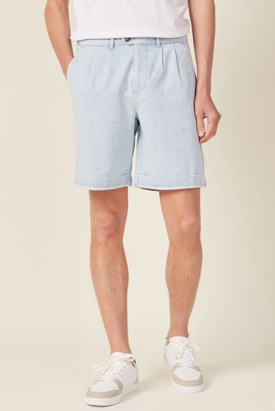 Bermuda droit en jean denim bleach homme