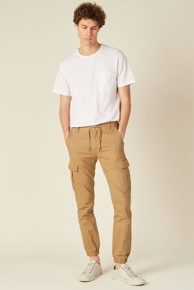 Pantalon cargo taille à cordon vert kaki homme
