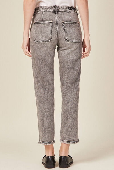 Jeans large poche charpentier denim snow gris femme