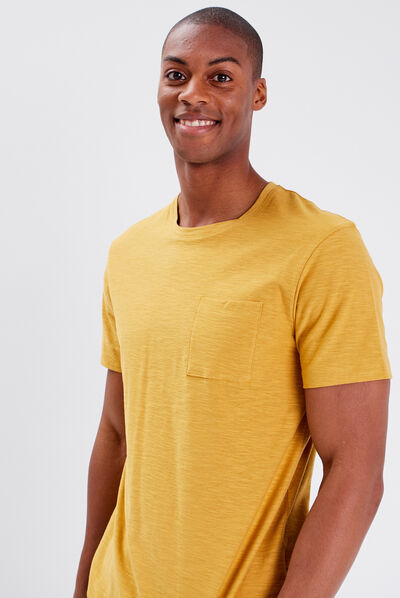 T-shirt manches courtes jaune moutarde homme