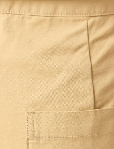 Pantalon large taille haute beige femme
