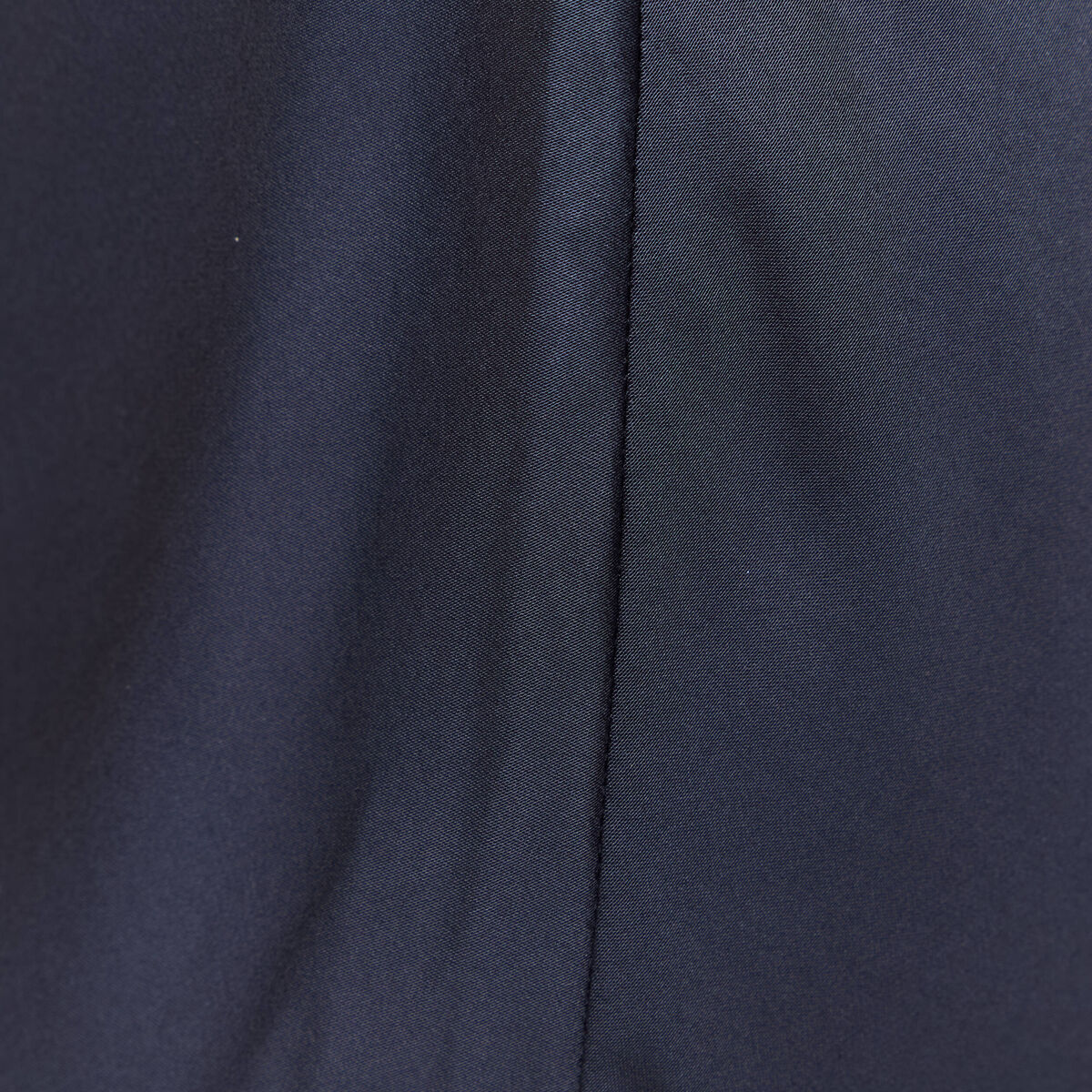 Jupe longue droite satin bleu marine femme