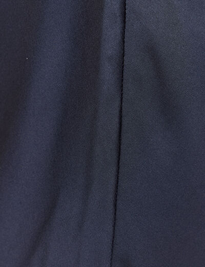 Jupe longue droite satin bleu marine femme