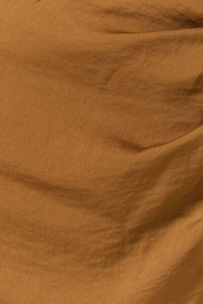 Jupe midi droite fendue marron femme