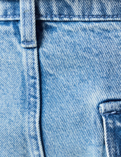 Pantalon cargo en coton denim bleach homme