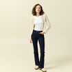 Gilet court droit manches longues creme femme